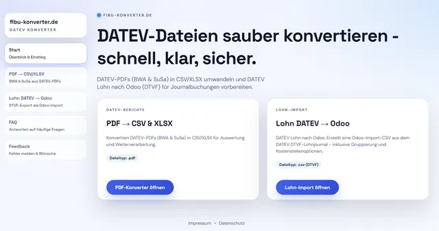 FiBu Konverter: DATEV-Dateien für Excel und Odoo aufbereiten