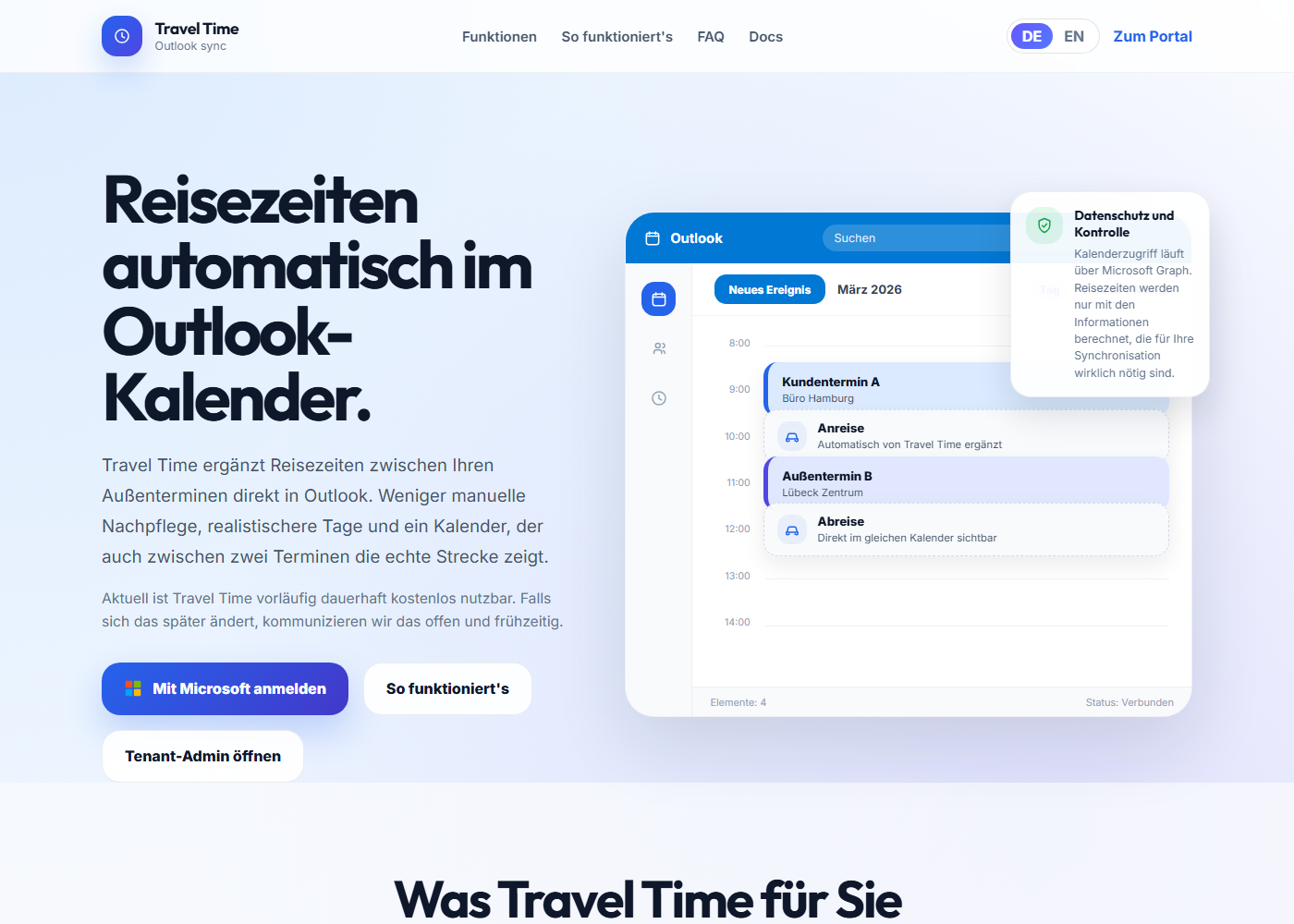 Screenshot von traveltimetool.com